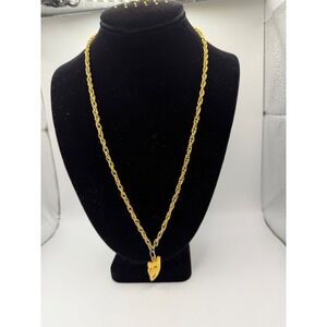 Vintage Gold Tone Comedy Drama Mask Pendant Necklace Twisted Rope Chain 24 Inch